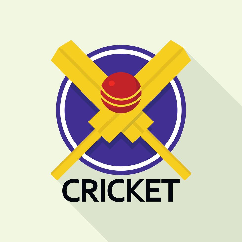 logo de chauve-souris de cricket doré, style plat vecteur