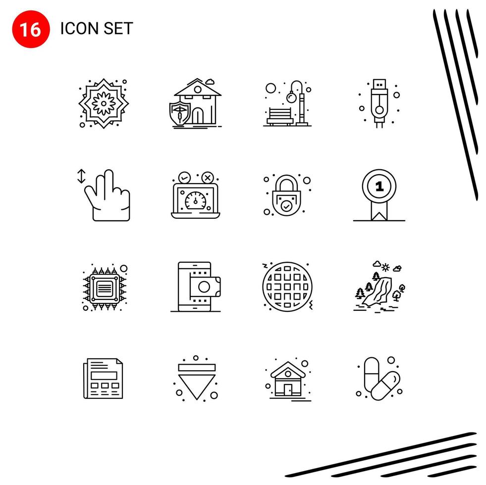 groupe de 16 contours modernes définis pour l'adaptateur de protection de câble gestuel loisirs éléments de conception vectoriels modifiables vecteur
