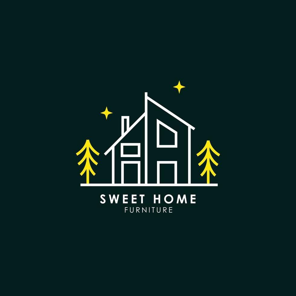 sweet home logo monoline avec pin vecteur