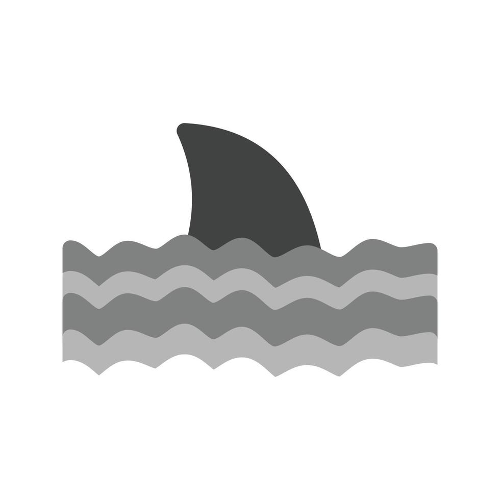 icône de requin plat en niveaux de gris dangereux vecteur