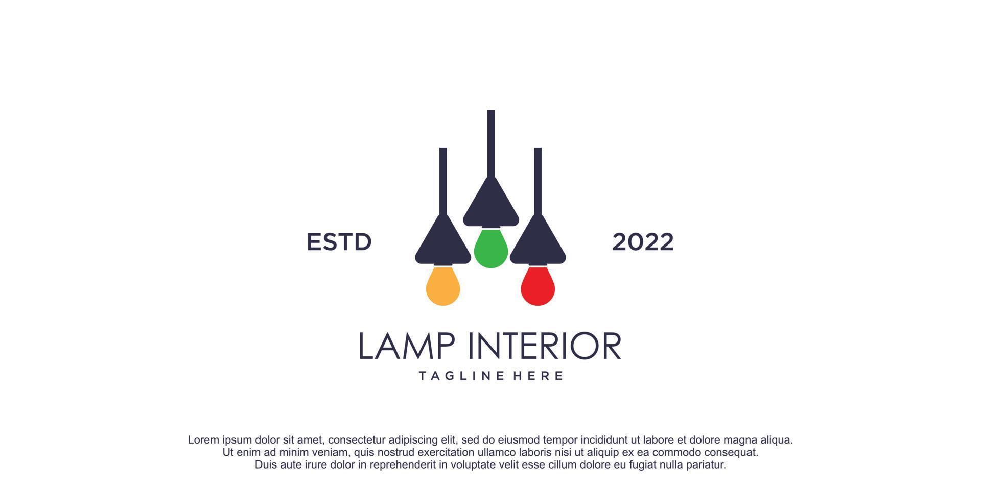 icône du logo de la lampe pour la conception d'entreprise intérieure vecteur