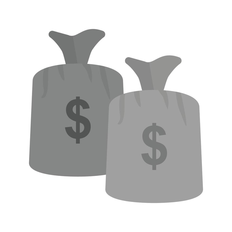 sacs d'argent icône plate en niveaux de gris vecteur