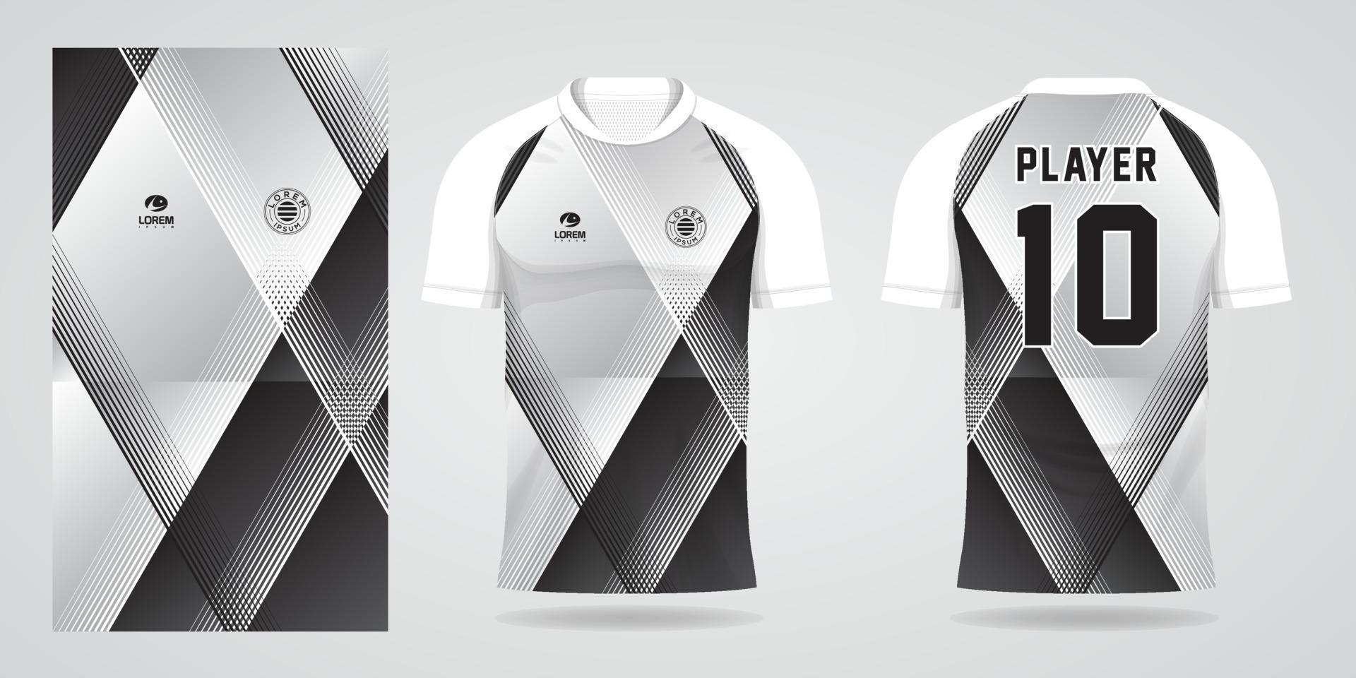 modèle de conception de maillot de chemise de sport noir blanc vecteur