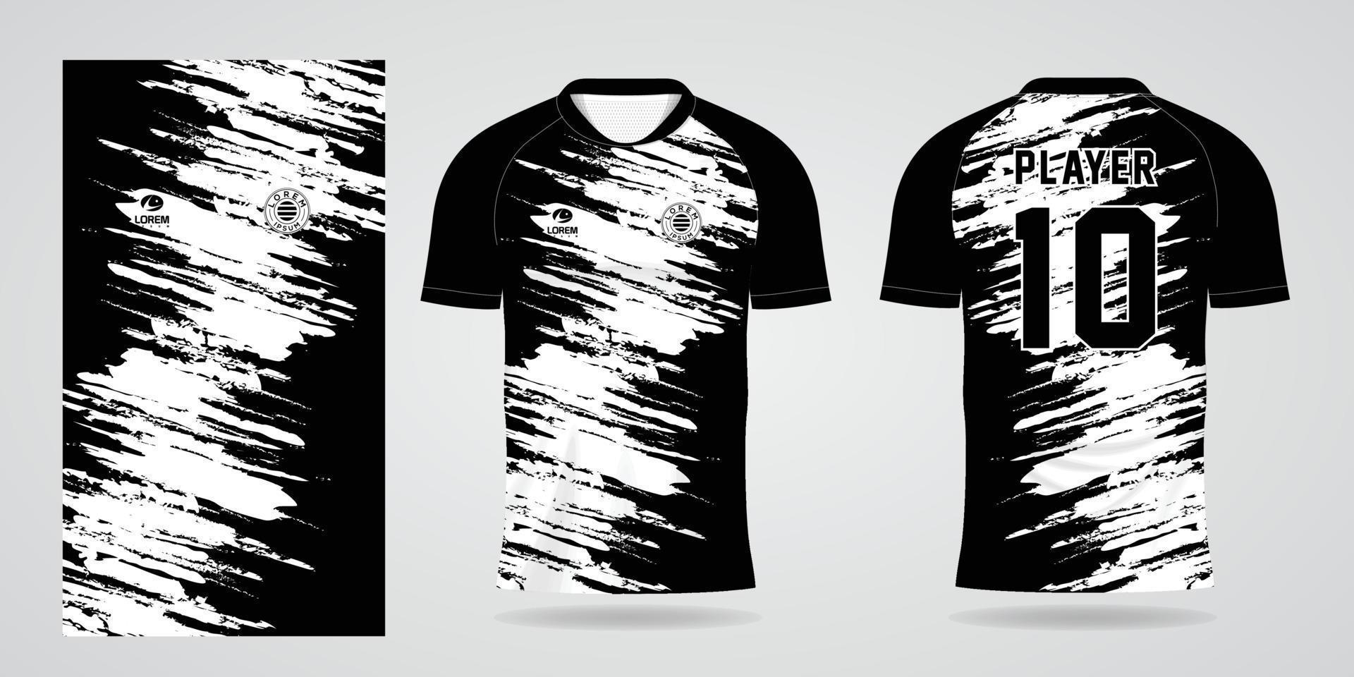modèle de conception de maillot de chemise de sport noir blanc vecteur