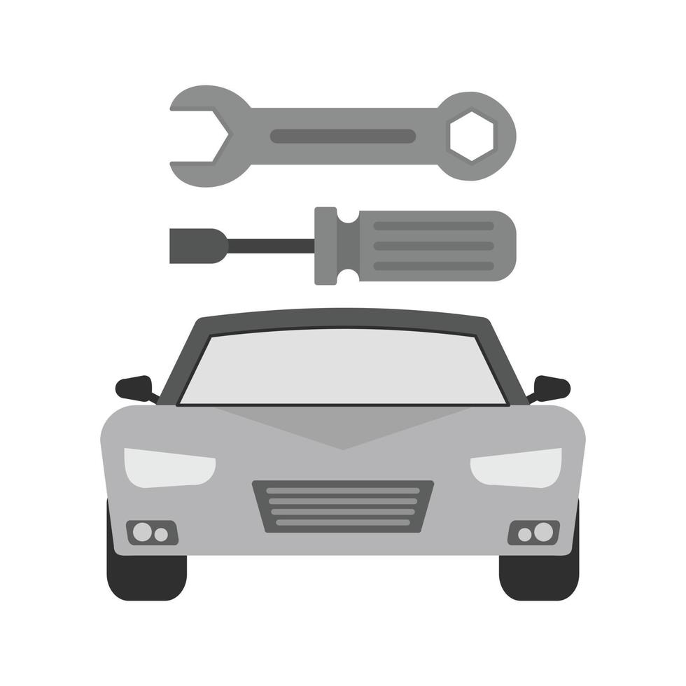 réparation de voiture ii icône plate en niveaux de gris vecteur