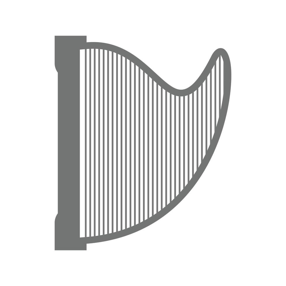 icône plate en niveaux de gris harpe vecteur