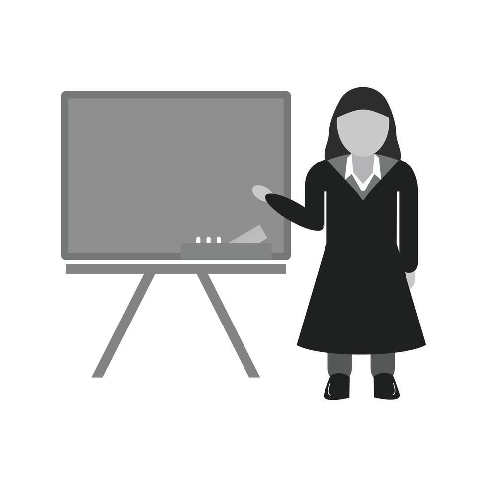 icône plate en niveaux de gris de professeur féminin vecteur