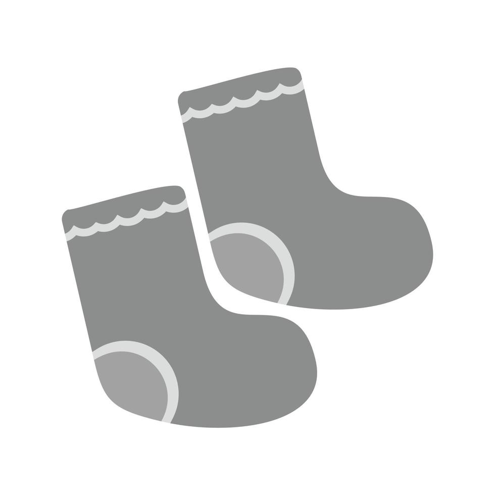 Chaussettes bébé icône plate en niveaux de gris vecteur