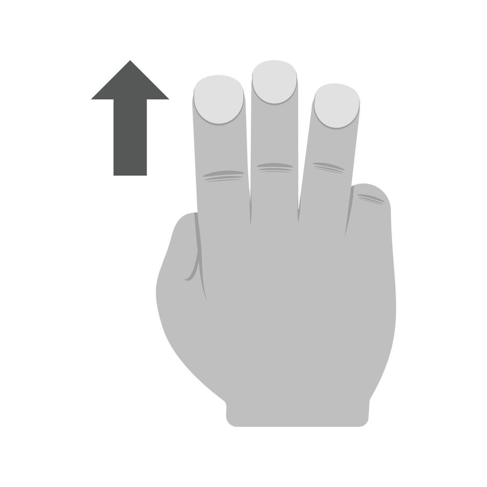 trois doigts vers le bas icône plate en niveaux de gris vecteur