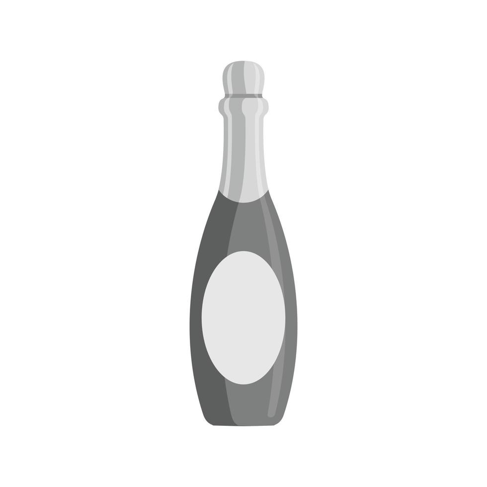 icône champagne plat en niveaux de gris vecteur