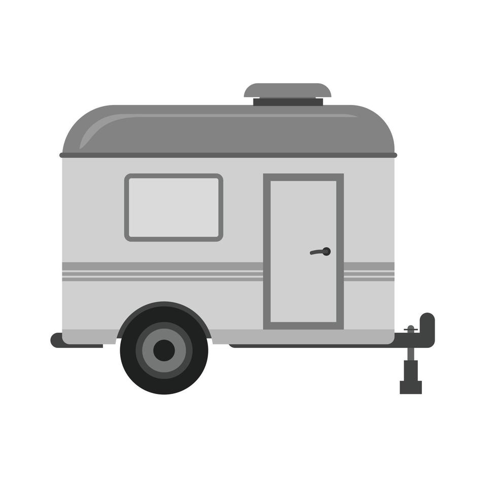 icône plate en niveaux de gris de remorque de camping vecteur