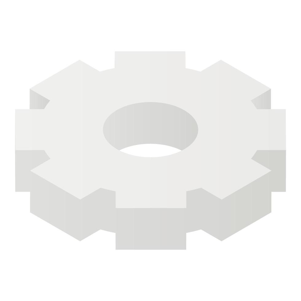 icône d'engrenage gris, style isométrique vecteur