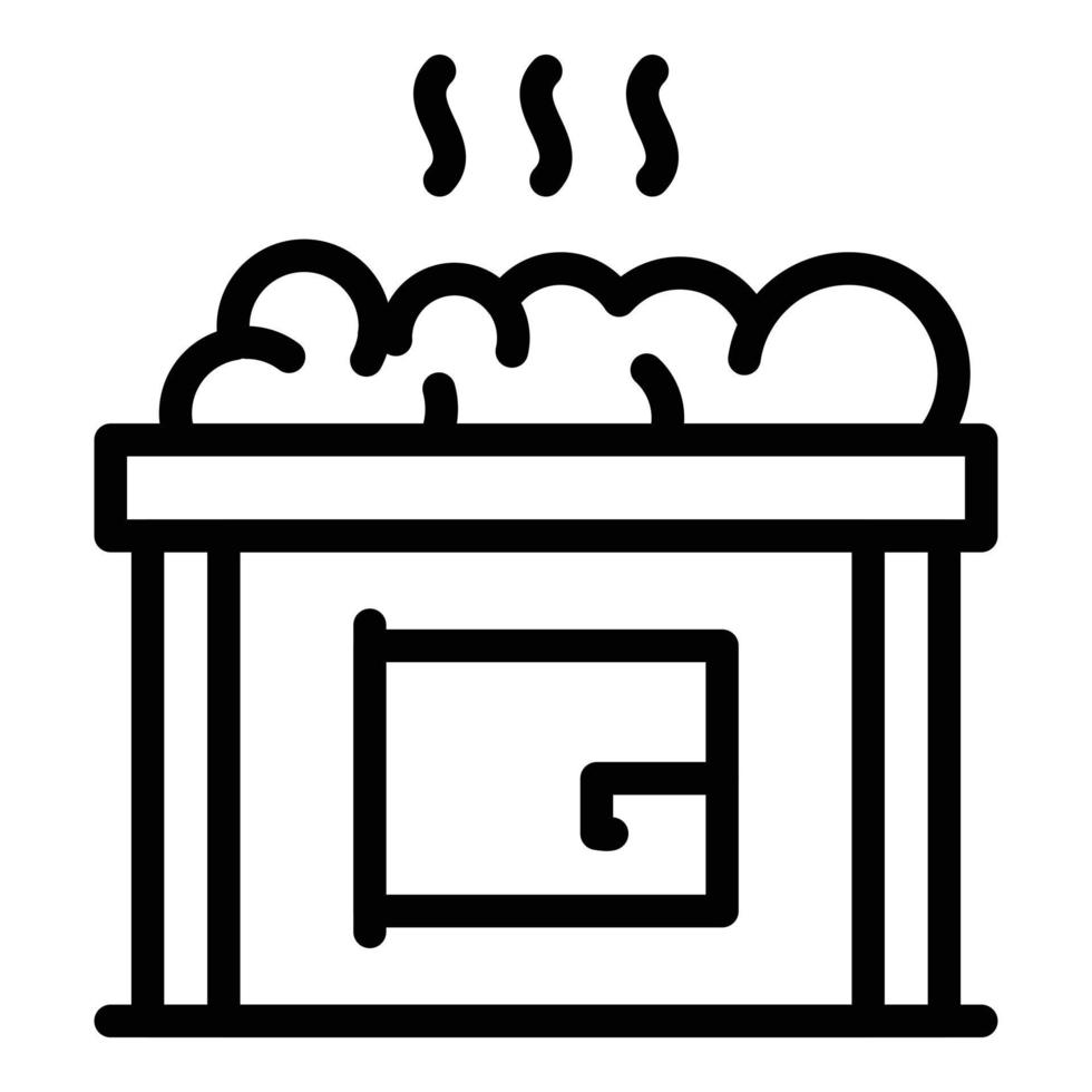 icône de poêle de sauna, style de contour vecteur