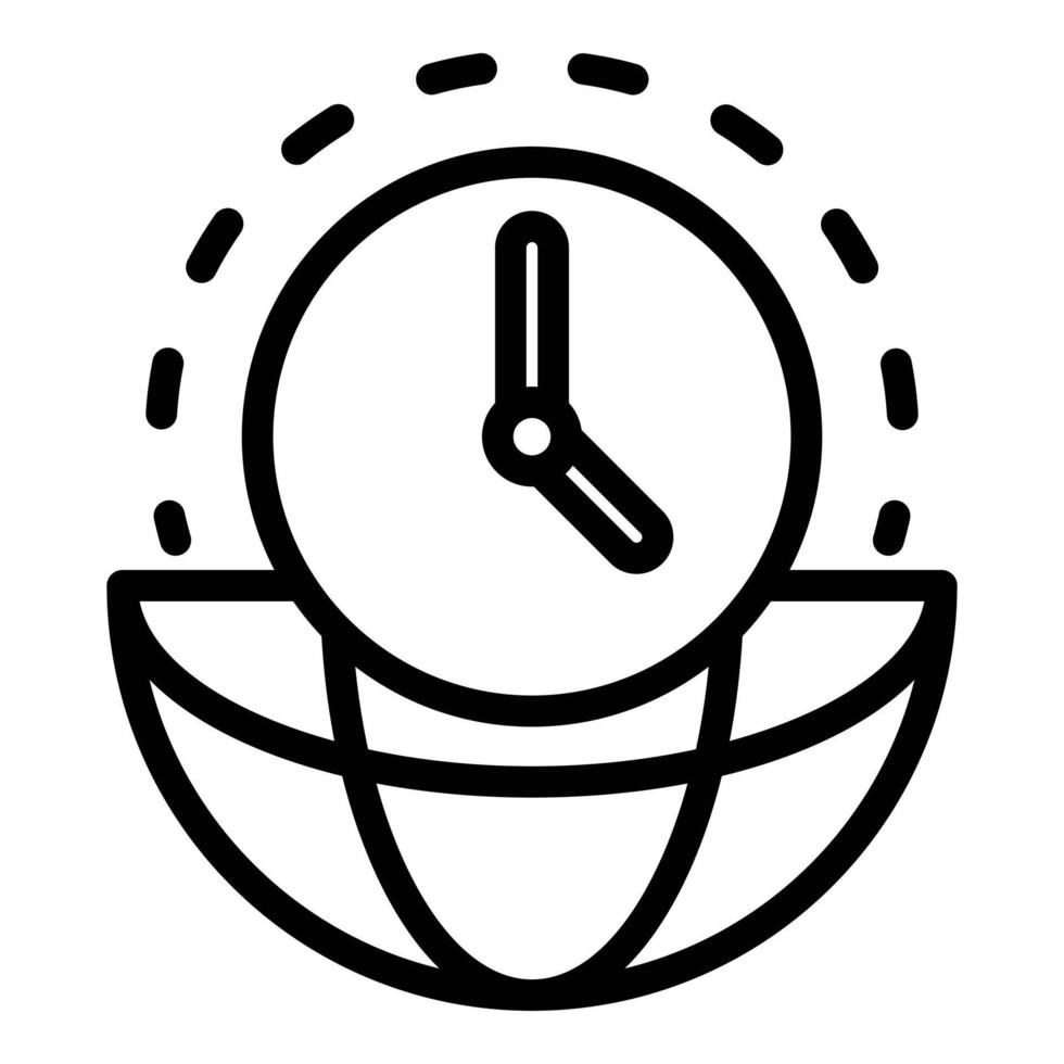 icône d'horloge et d'hémisphère, style de contour vecteur