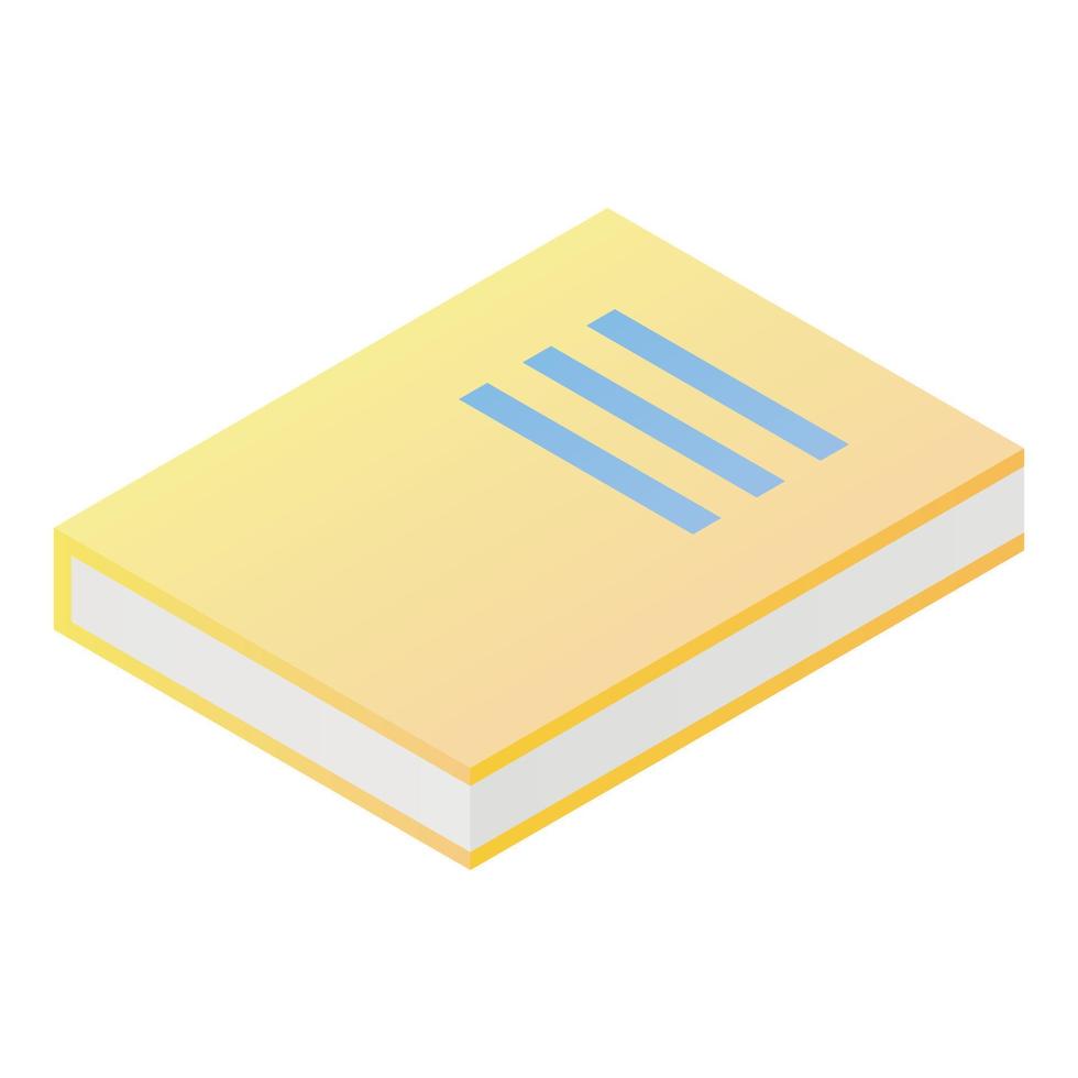 icône de livre jaune, style isométrique vecteur