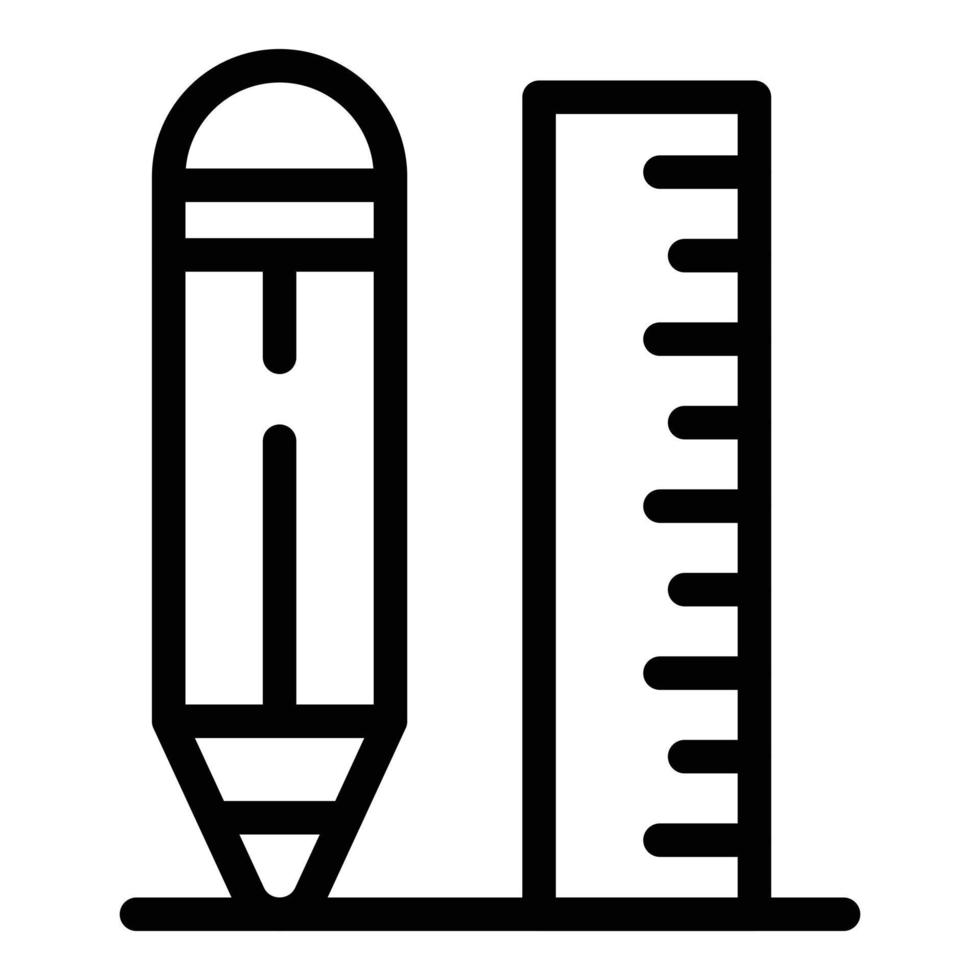 icône de règle en bois de crayon, style de contour vecteur