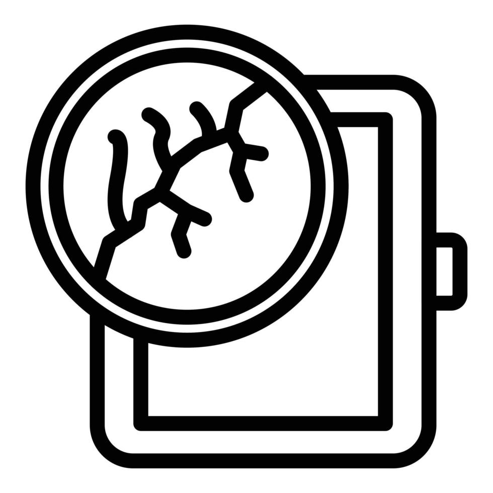 icône de smartwatch en verre craquelé, style de contour vecteur