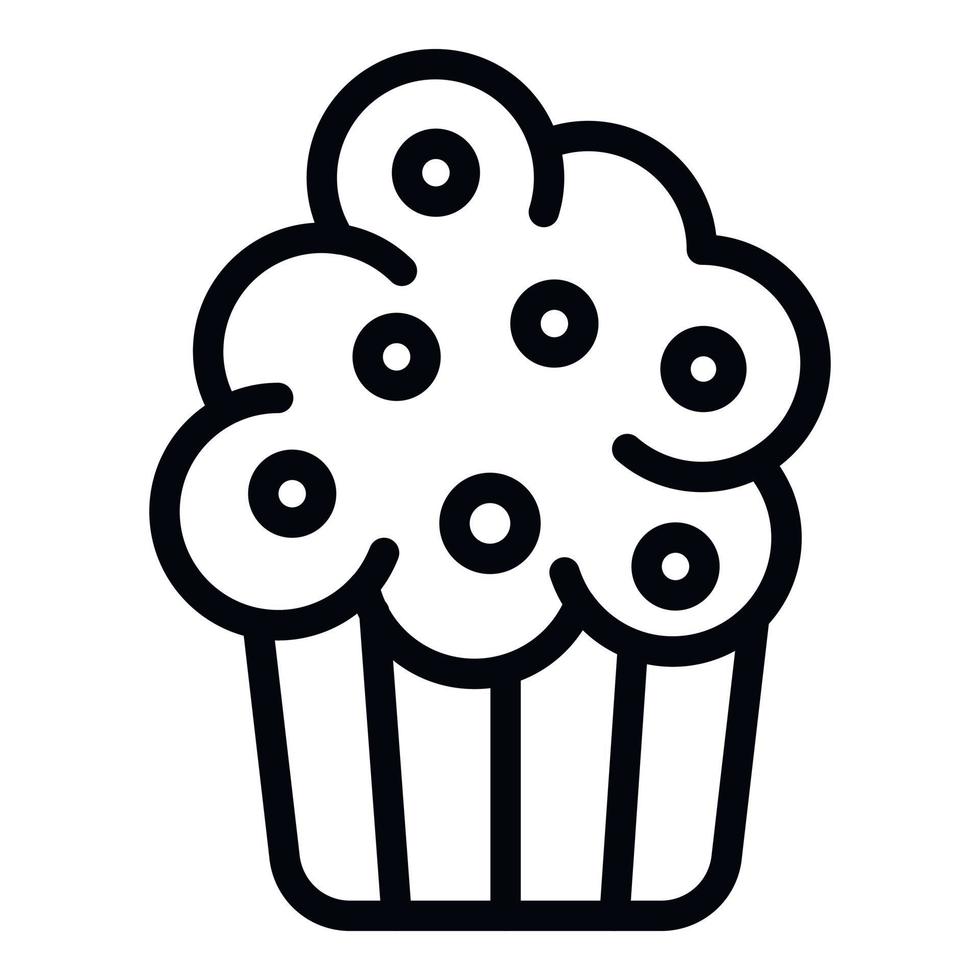 icône de cupcake à la crème, style de contour vecteur