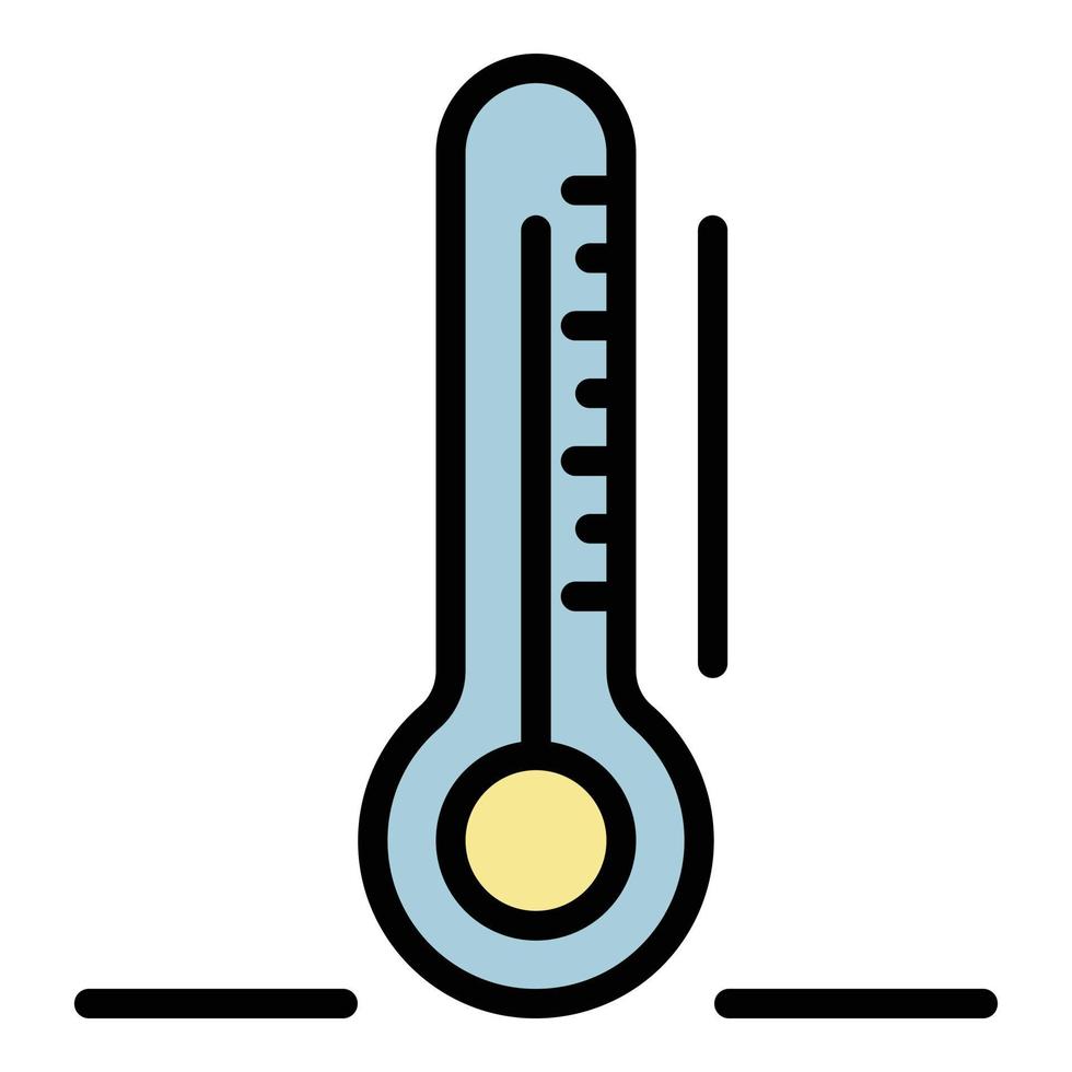 thermomètre, maison intelligente, icône, couleur, contour, vecteur