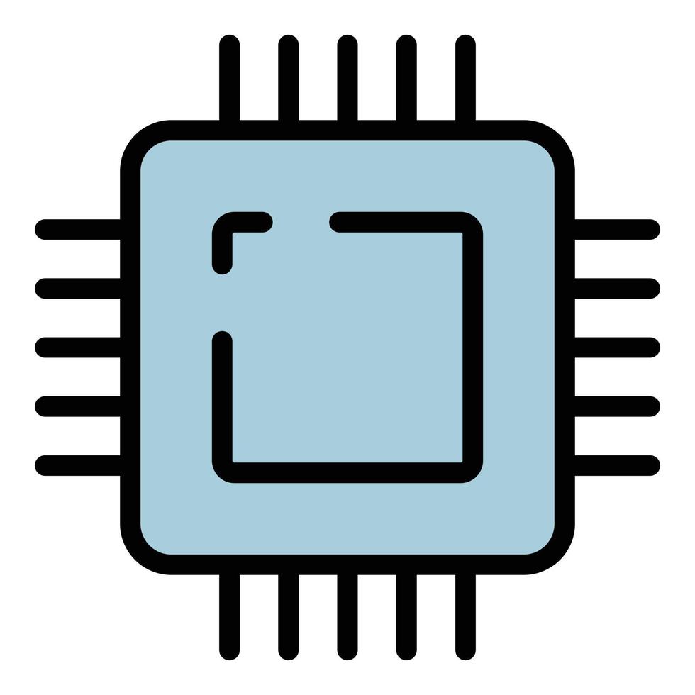 vecteur de contour de couleur d'icône de microprocesseur