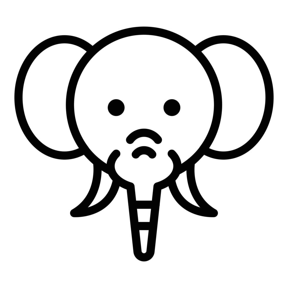icône de tête d'éléphant, style de contour vecteur