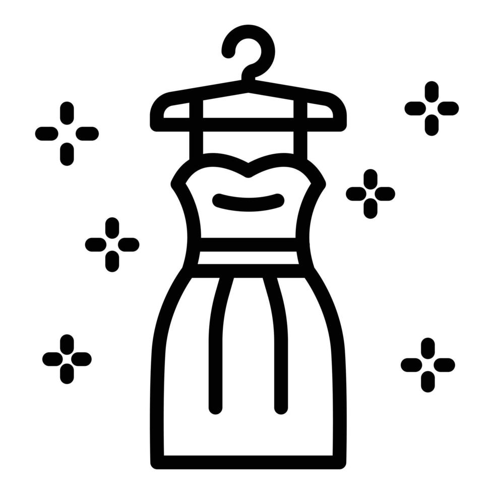 icône de robe de mariée, style de contour vecteur
