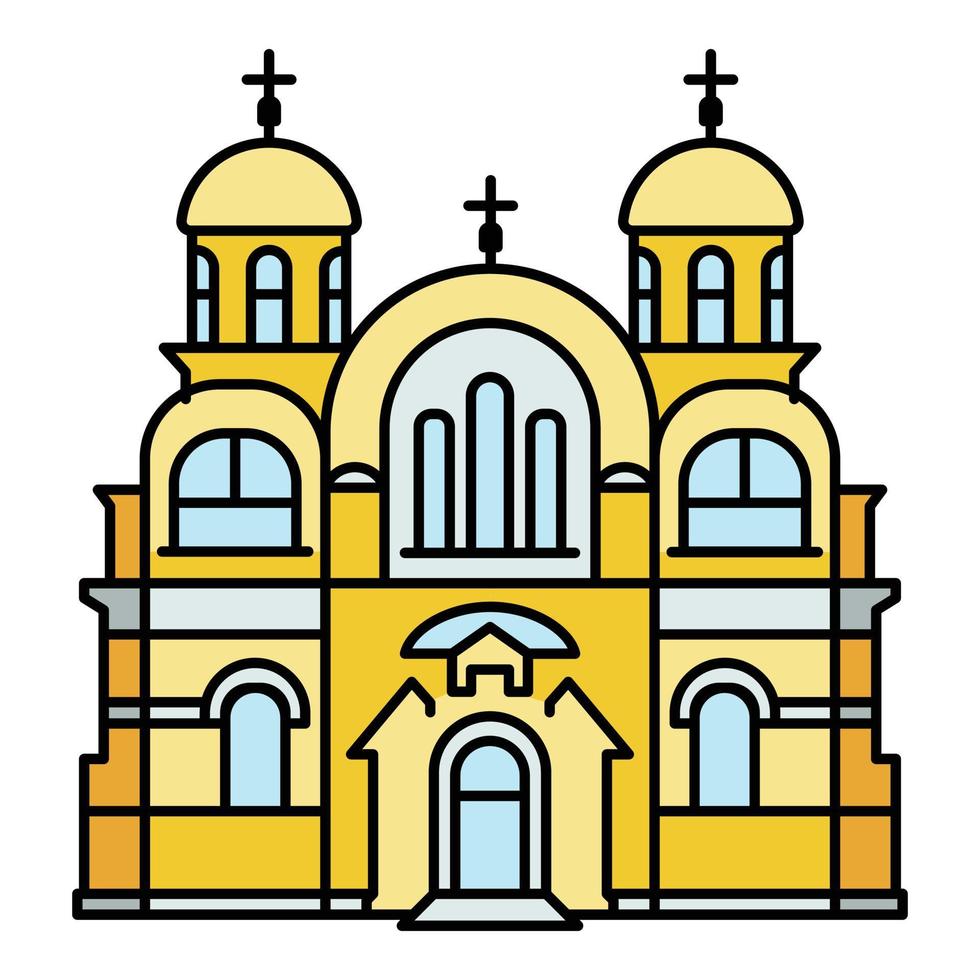 vecteur de contour de couleur icône temple chrétien