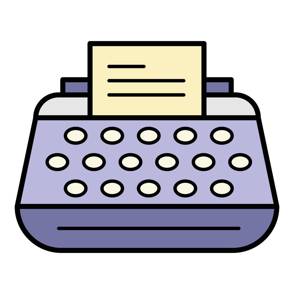 bureau, machine écrire, icône, couleur, contour, vecteur