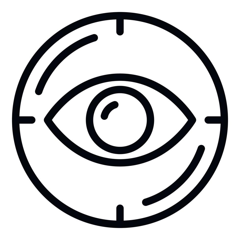 icône de cible oculaire, style de contour vecteur
