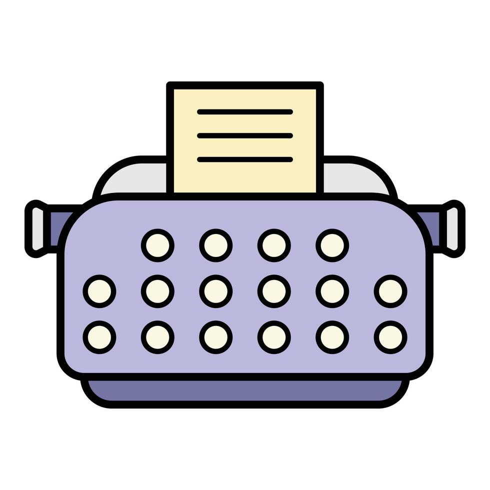 vecteur de contour de couleur d'icône de machine à écrire