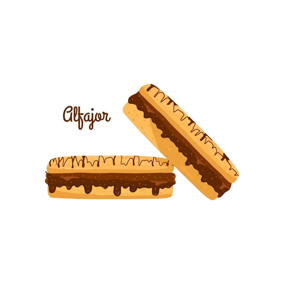alfajor latin food.cookies au chocolat et au caramel. illustration vectorielle en style cartoon vecteur