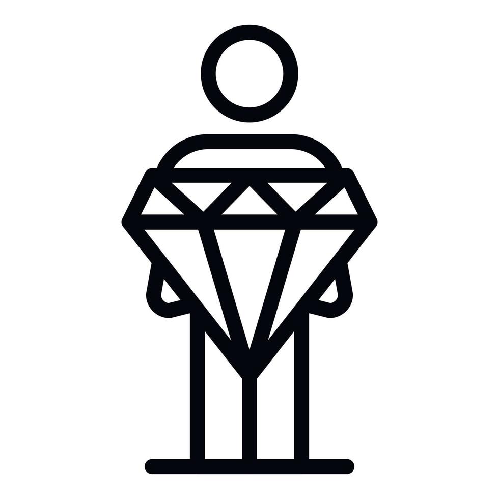 gamer prendre l'icône du prix du diamant, style de contour vecteur