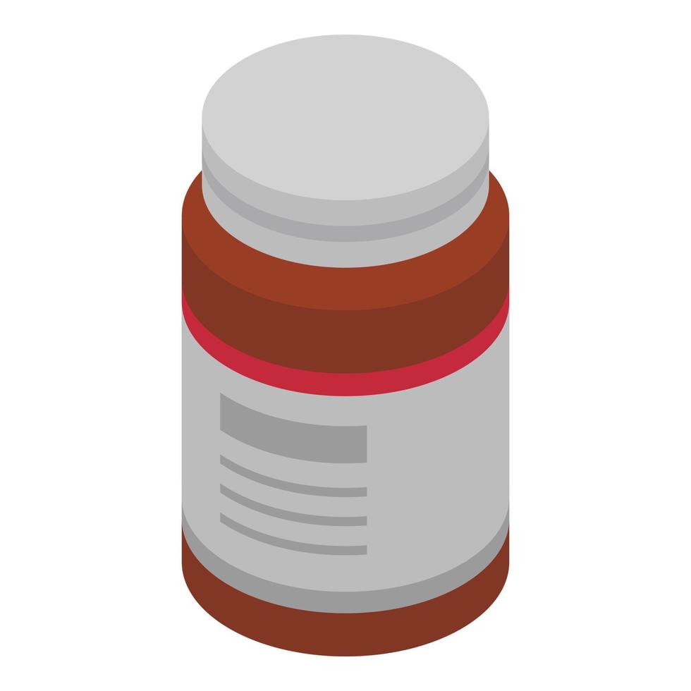 icône de pilules de bouteille brune, style isométrique vecteur