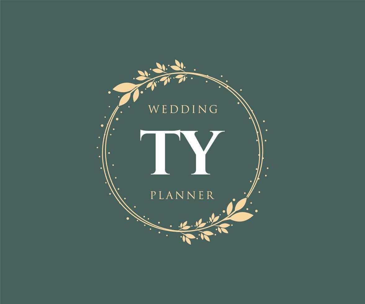 ty initiales lettre mariage monogramme logos collection, modèles minimalistes et floraux modernes dessinés à la main pour cartes d'invitation, réservez la date, identité élégante pour restaurant, boutique, café en image vectorielle vecteur