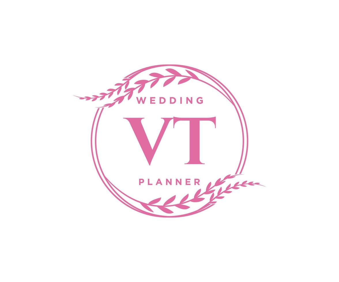 vt initiales lettre mariage monogramme logos collection, modèles minimalistes et floraux modernes dessinés à la main pour cartes d'invitation, réservez la date, identité élégante pour restaurant, boutique, café en image vectorielle vecteur