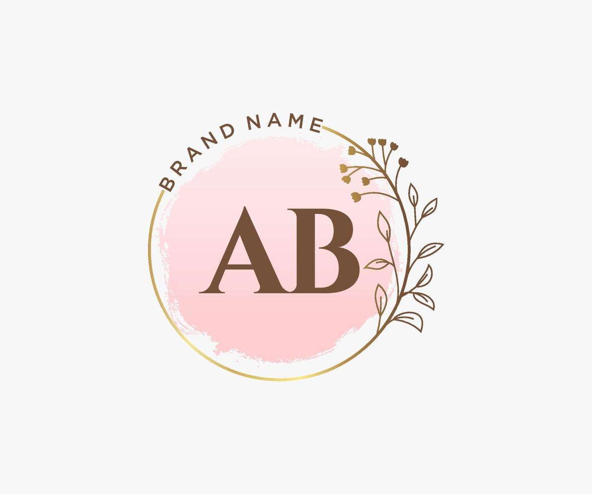 logo féminin ab initial. utilisable pour les logos nature, salon, spa, cosmétique et beauté. élément de modèle de conception de logo vectoriel plat.