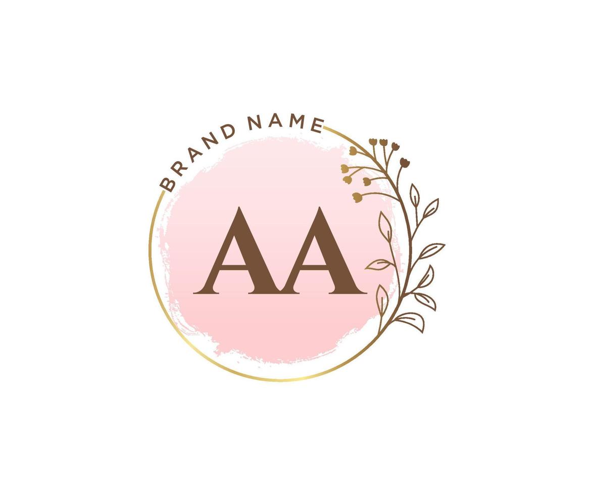 initiale aa logo féminin. utilisable pour les logos nature, salon, spa, cosmétique et beauté. élément de modèle de conception de logo vectoriel plat.