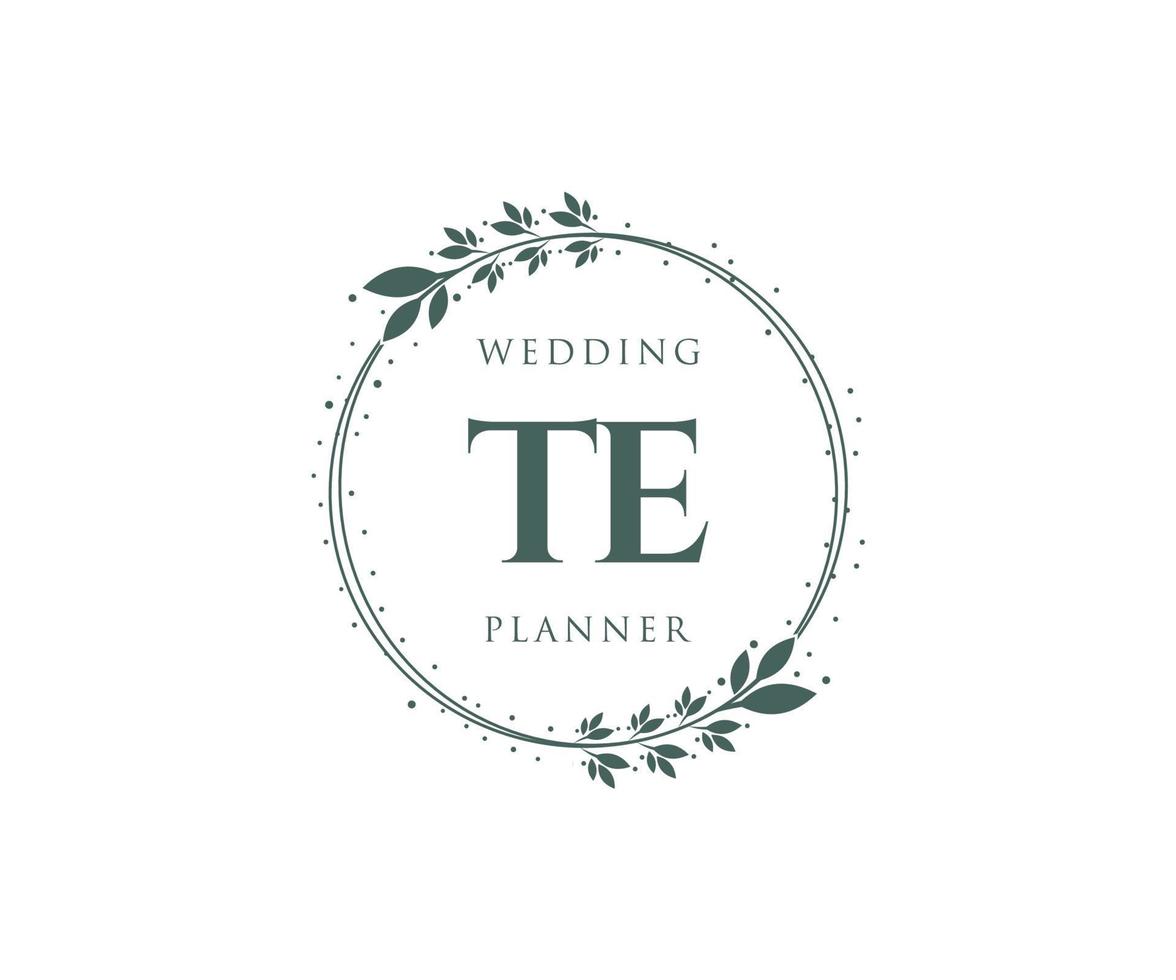 te initiales lettre collection de logos de monogramme de mariage, modèles minimalistes et floraux modernes dessinés à la main pour cartes d'invitation, réservez la date, identité élégante pour restaurant, boutique, café en image vectorielle vecteur