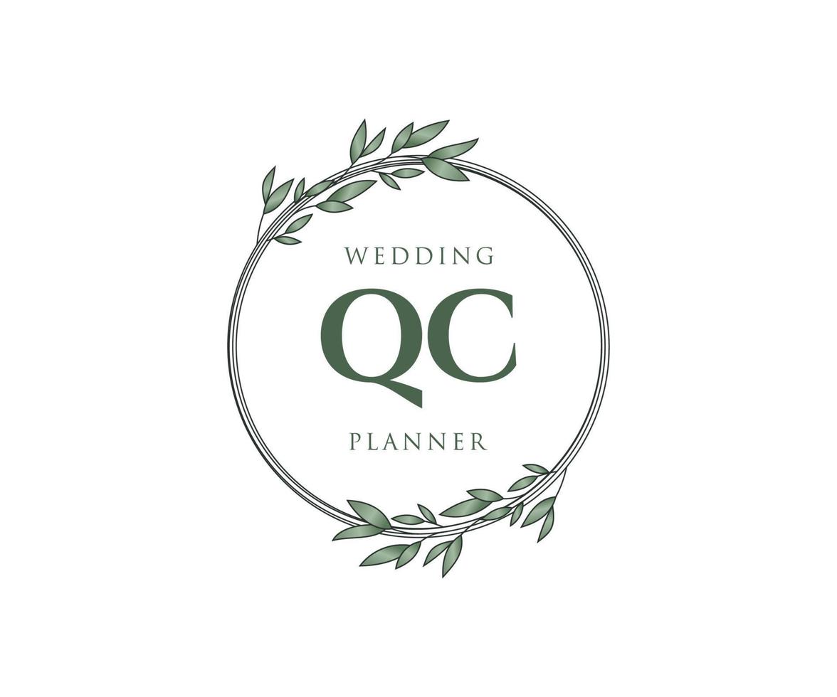 qc initiales lettre mariage monogramme logos collection, modèles minimalistes et floraux modernes dessinés à la main pour cartes d'invitation, réservez la date, identité élégante pour restaurant, boutique, café en image vectorielle vecteur