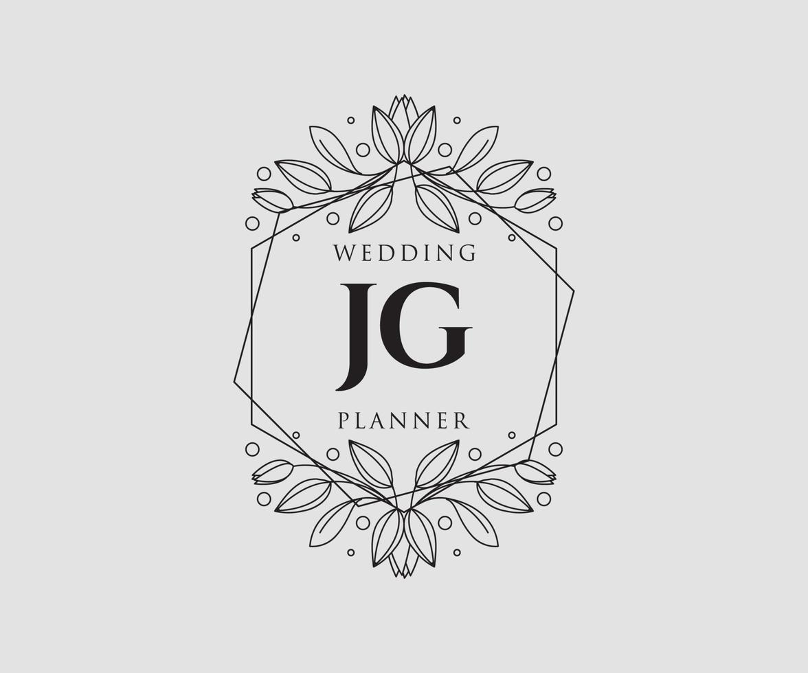 jg initiales lettre mariage monogramme logos collection, modèles minimalistes et floraux modernes dessinés à la main pour cartes d'invitation, réservez la date, identité élégante pour restaurant, boutique, café en image vectorielle vecteur