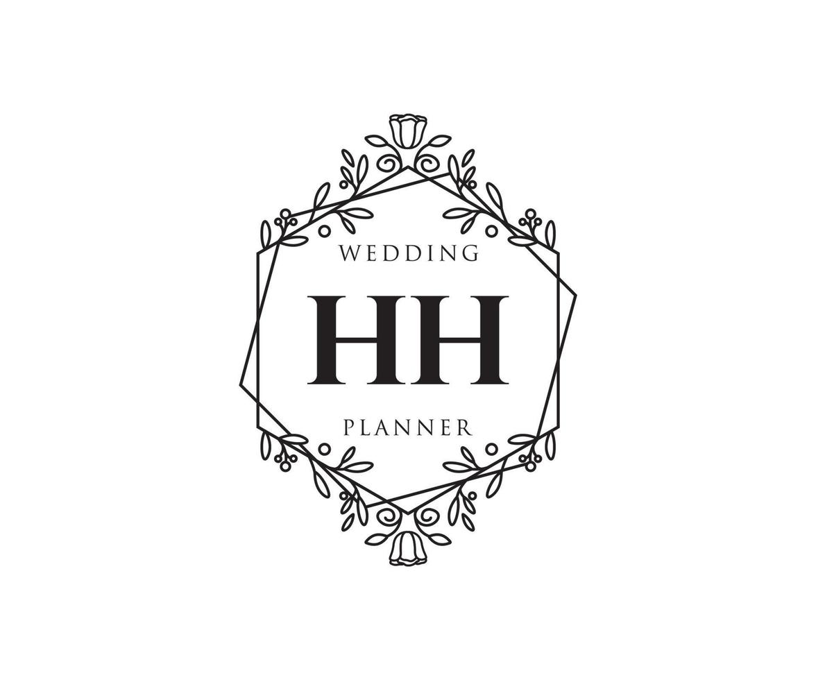 hh initiales lettre collection de logos de monogramme de mariage, modèles minimalistes et floraux modernes dessinés à la main pour cartes d'invitation, réservez la date, identité élégante pour restaurant, boutique, café en image vectorielle vecteur