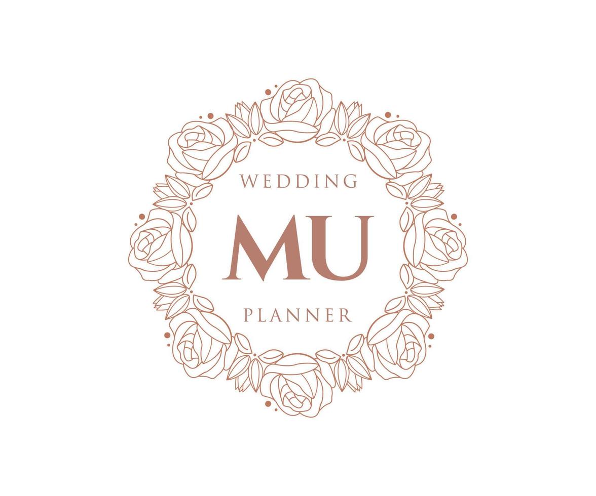 mu initiales lettre mariage monogramme logos collection, modèles minimalistes et floraux modernes dessinés à la main pour cartes d'invitation, réservez la date, identité élégante pour restaurant, boutique, café en image vectorielle vecteur