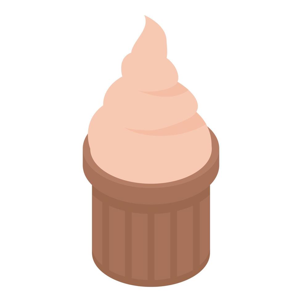 icône de cupcake crémeux, style isométrique vecteur