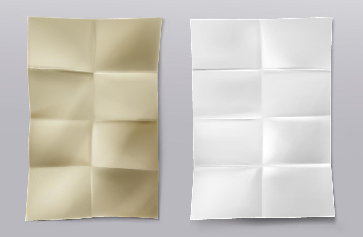 feuilles de papier blanc et kraft vierges pliées vecteur