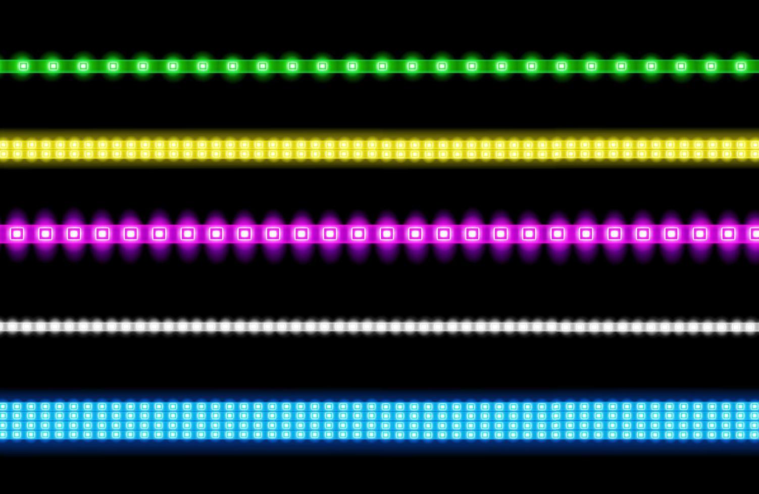 ensemble vectoriel de bandes de led avec effet de lueur au néon