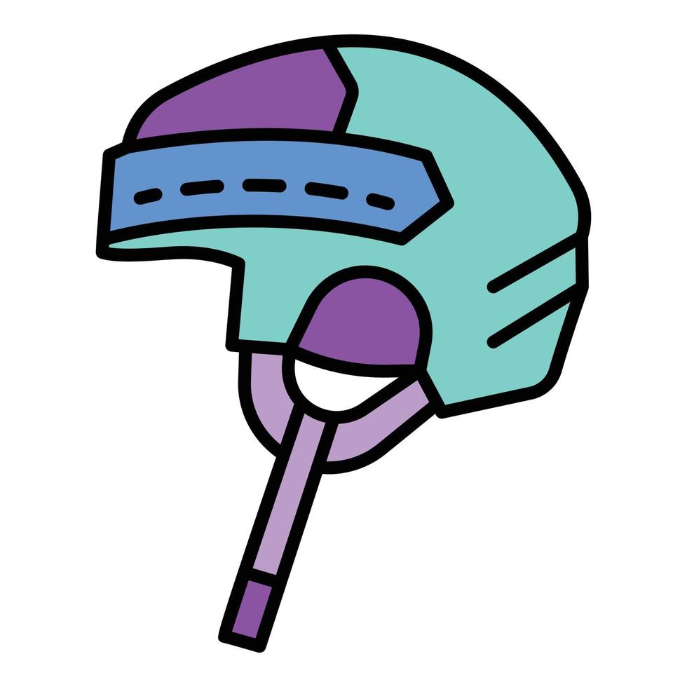 vecteur de contour de couleur d'icône de casque de hockey