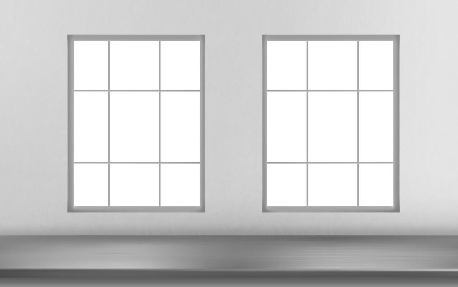 surface de la table en acier devant les fenêtres sur le mur blanc vecteur