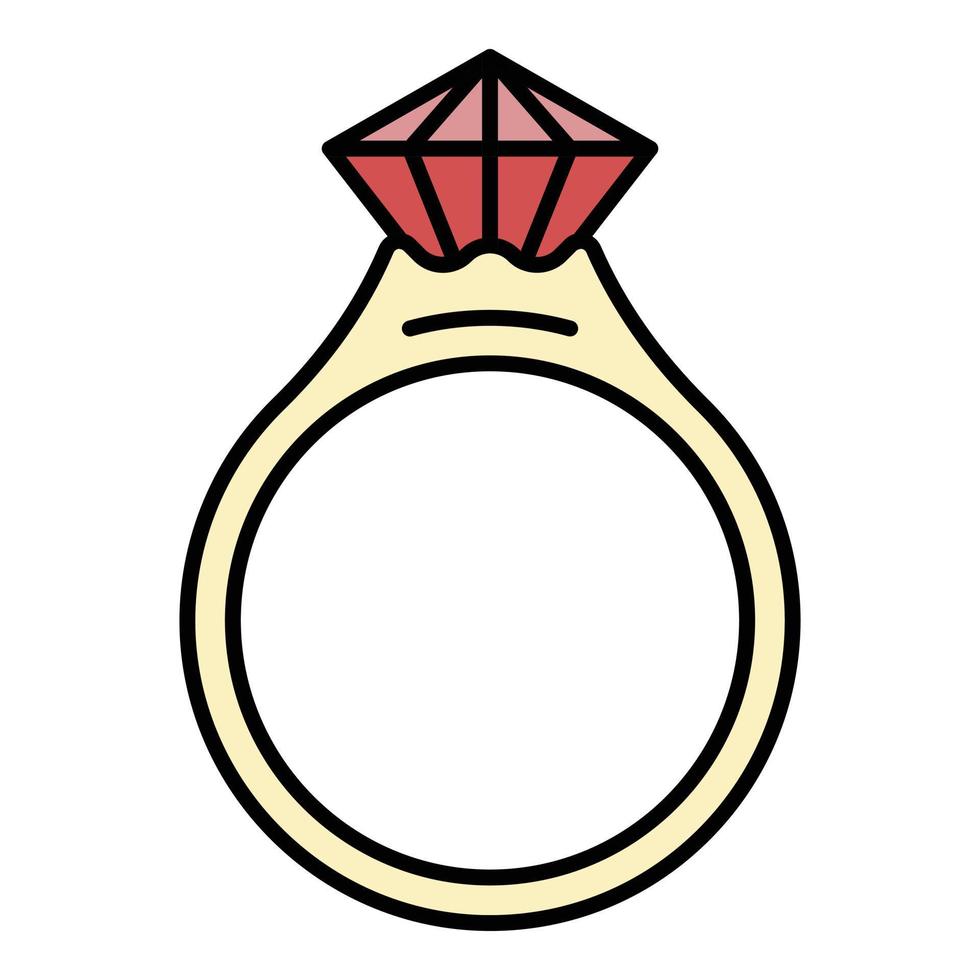 vecteur de contour de couleur de l'icône de l'anneau de rubis