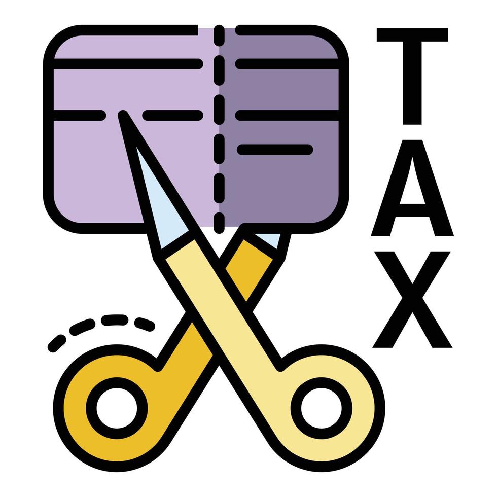 icône de carte de crédit de réduction d'impôt vecteur de contour de couleur