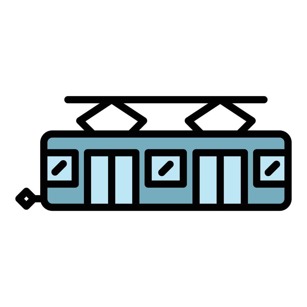 vecteur de contour de couleur d'icône de train électrique